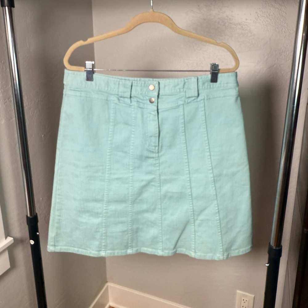 Christopher & Banks Aqua Stretch Cotton Blend A-Line Skirt Size 14